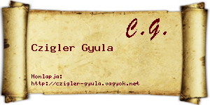 Czigler Gyula névjegykártya